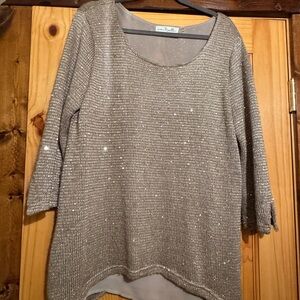 Golden Sequin Knit Sweater Top
